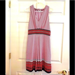 MAX STUDIO red/white pattern sleeveless dress